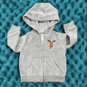 Carter's Light Gray Hoodie with Deer Design